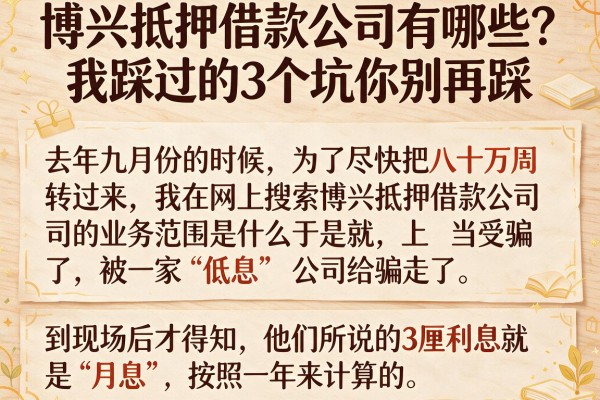 博兴抵押借款公司有哪些？我踩过的3个坑你别再踩