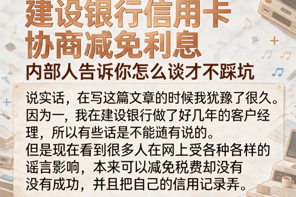 建设银行信用卡协商减免利息，内部人告诉你怎么谈才不踩坑