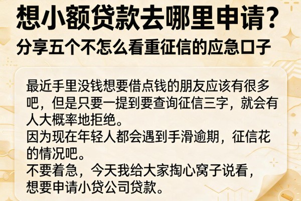 想小额贷款去哪里申请？分享五个不怎么看重征信的应急口子