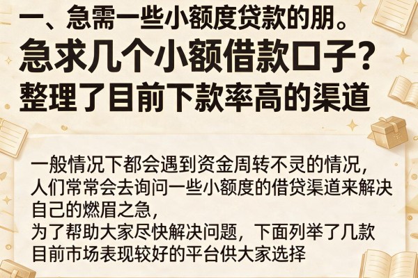 急求几个小额借款口子？整理了目前下款率高的渠道