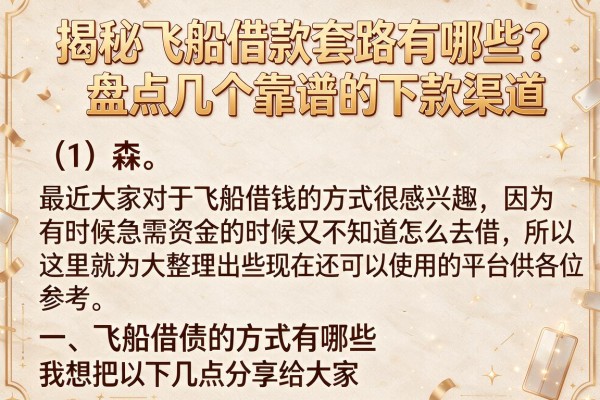 揭秘飞船借款套路有哪些？盘点几个靠谱的下款渠道