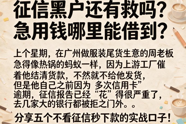 征信黑户还有救吗？急用钱哪里能借到？分享五个不看征信秒下款的实战口子！