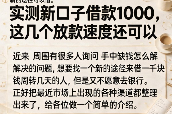 实测新口子借款1000，这几个放款速度还可以