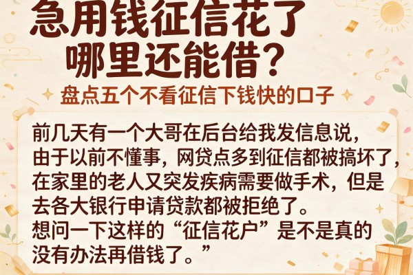 急用钱征信花了哪里还能借？盘点五个不看征信下钱快的口子