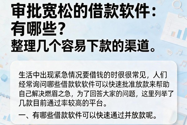 审批宽松的借款软件有哪些?整理几个容易下款的渠道