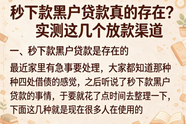 秒下款黑户贷款真的存在？实测这几个放款渠道