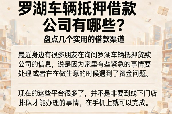 罗湖车辆抵押借款公司有哪些？盘点几个实用的借款渠道
