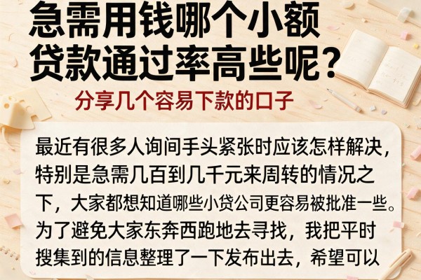 急需用钱哪个小额贷款通过率高些呢?分享几个容易下款的口子