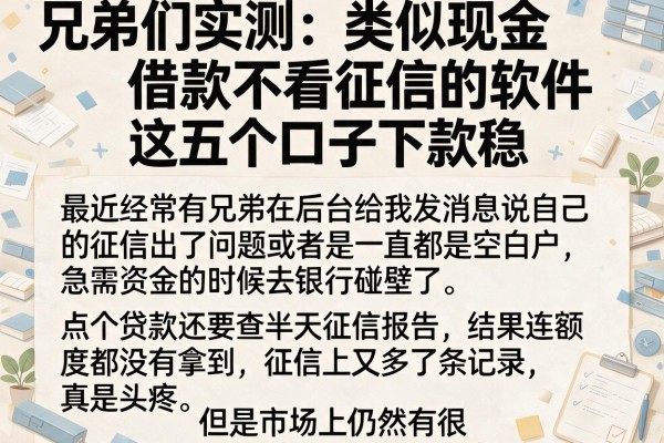 兄弟们实测:类似现金借款不看征信的软件,这五个口子下款稳