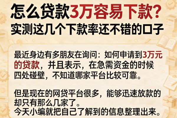怎么贷款3万容易下款？实测这几个下款率还不错的口子