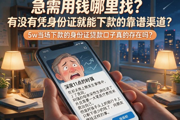 急需用钱哪里找？有没有凭身份证就能下款的靠谱渠道？5w当场下款的身份证贷款口子真的存在吗？