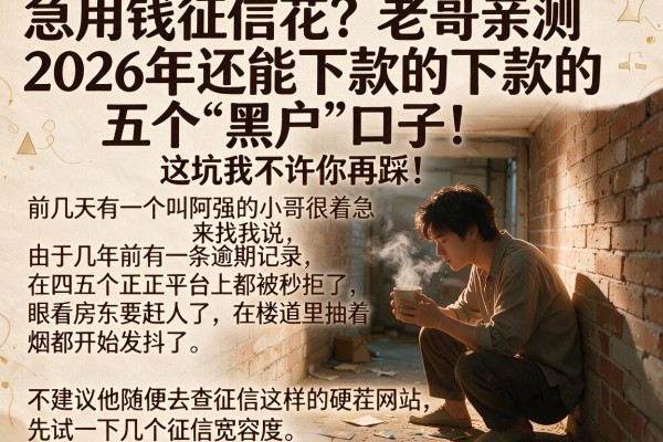 急用钱征信花?老哥亲测2026年还能下款的五个“黑户”口子,这坑我不许你再踩!