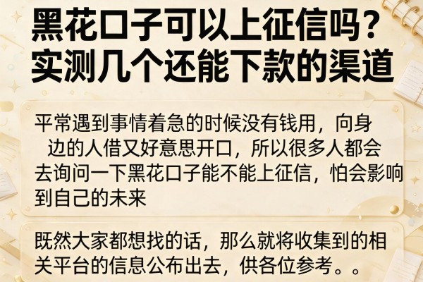 黑花口子可以上征信吗？实测几个还能下款的渠道