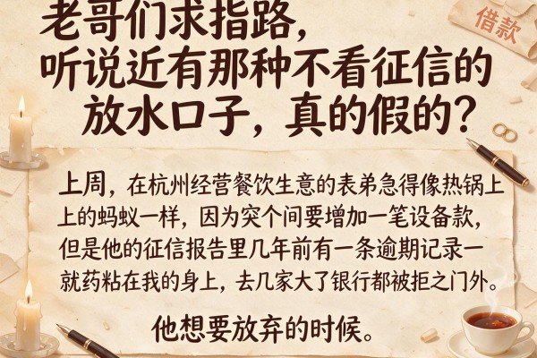 老哥们求指路，听说最近有那种不看征信的放水口子，真的假的？