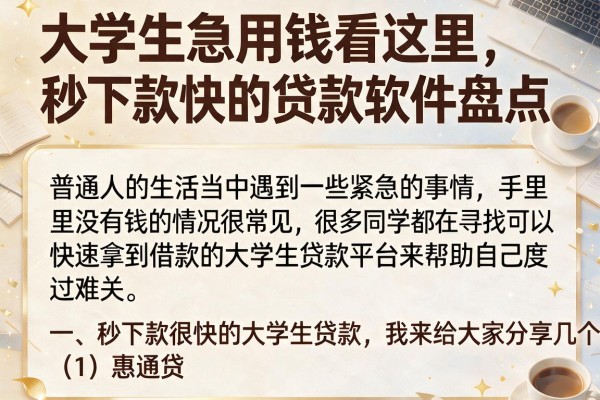 大学生急用钱看这里，秒下款快的贷款软件盘点