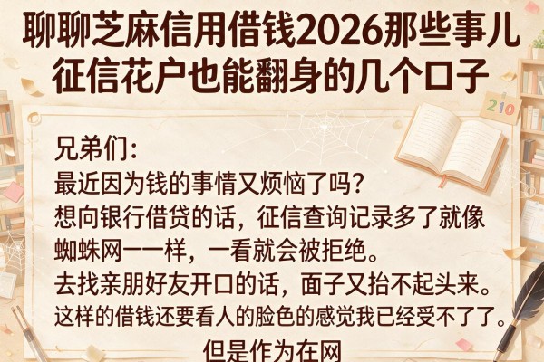 聊聊芝麻信用借钱2026那些事儿，征信花户也能翻身的几个口子