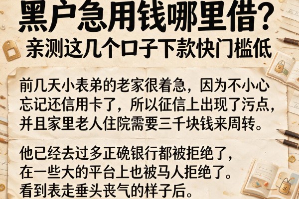 黑户急用钱哪里借？亲测这几个口子下款快门槛低