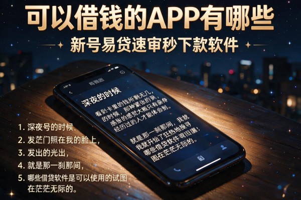 可以借钱的APP有哪些，详细阐述五个新号易贷速审秒下款软件