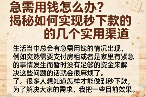 急需用钱怎么办？揭秘如何实现秒下款的几个实用渠道