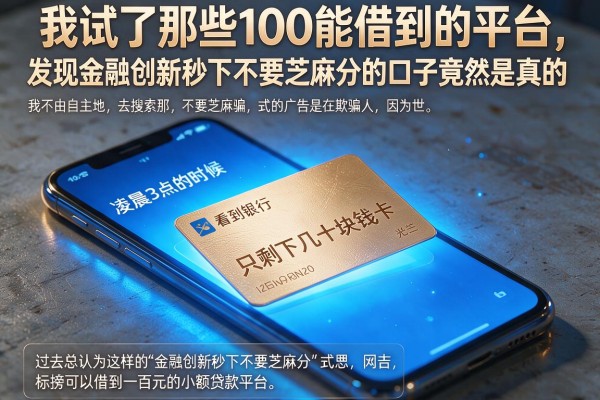 我试了那些100能借到的平台，发现金融创新秒下不要芝麻分的口子竟然是真的