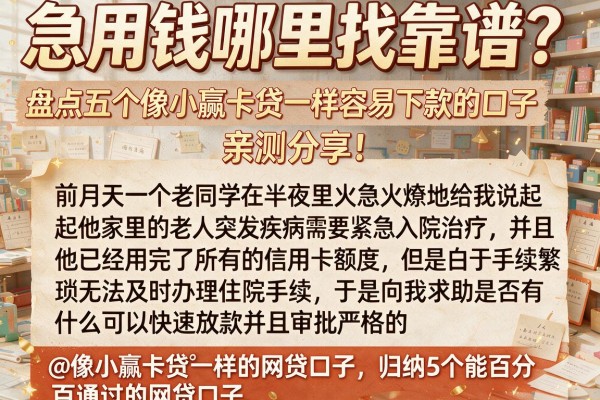 急用钱哪里找靠谱？盘点五个像小赢卡贷一样容易下款的口子，亲测分享！@像小赢卡贷‌一样的网贷口子，归纳5个能百分百通过的网贷口子