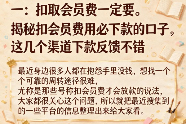 揭秘扣会员费用必下款的口子,这几个渠道下款反馈不错