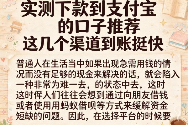 实测下款到支付宝的口子推荐，这几个渠道到账挺快