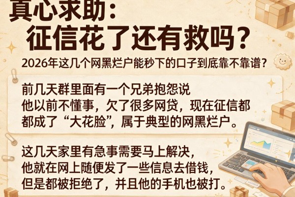 真心求助：征信花了还有救吗？2026年这几个网黑烂户能秒下的口子到底靠不靠谱？