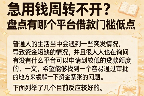 急用钱周转不开？盘点有哪个平台借款门槛低点
