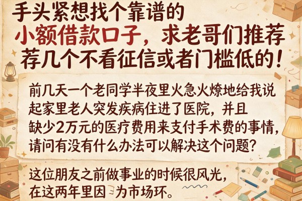 手头紧想找个靠谱的小额借款口子,求老哥们推荐几个不看征信或者门槛低的!