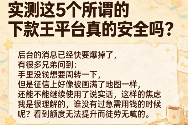 实测这5个所谓的下款王平台真的安全吗？分享我的借钱避坑经验