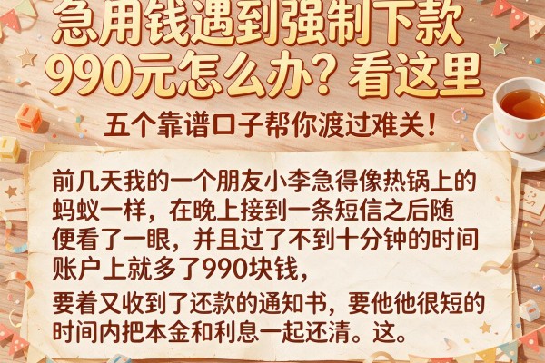 急用钱遇到强制下款990元怎么办？看这里，五个靠谱口子帮你渡过难关！