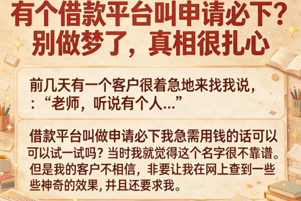 有个借款平台叫申请必下？别做梦了，真相很扎心