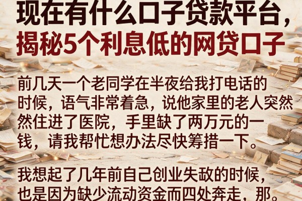 现在有什么口子贷款平台，揭秘5个利息低的网贷口子