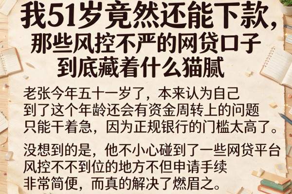 我51岁竟然还能下款，那些风控不严的网贷口子到底藏着什么猫腻