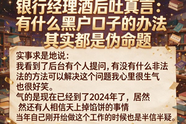 银行经理酒后吐真言：有什么黑户口子的办法其实都是伪命题
