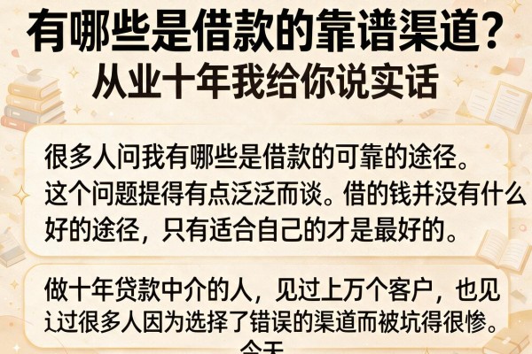 有哪些是借款的靠谱渠道?从业十年我给你说实话