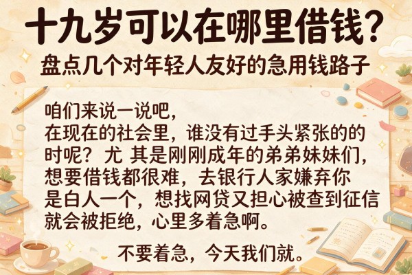 十九岁可以在哪里借钱？盘点几个对年轻人友好的急用钱路子