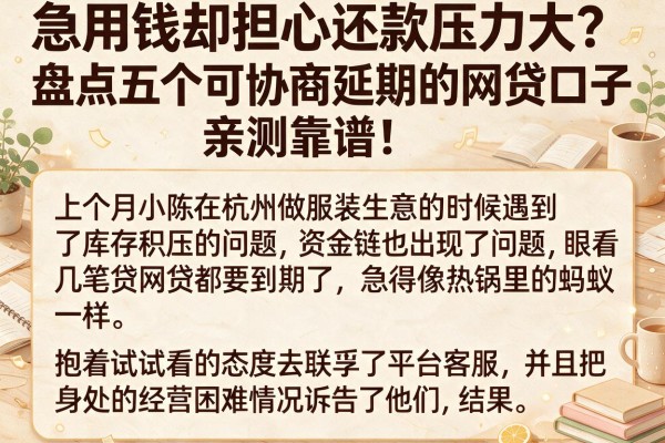 急用钱却担心还款压力大？盘点五个可协商延期的网贷口子，亲测靠谱！