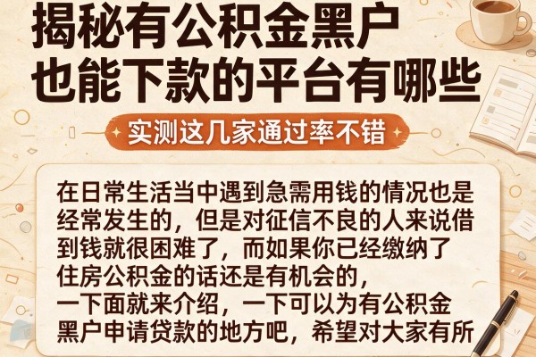 揭秘有公积金黑户也能下款的平台有哪些，实测这几家通过率不错