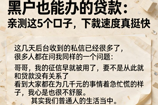 黑户也能办的贷款：亲测这5个口子，下款速度真挺快