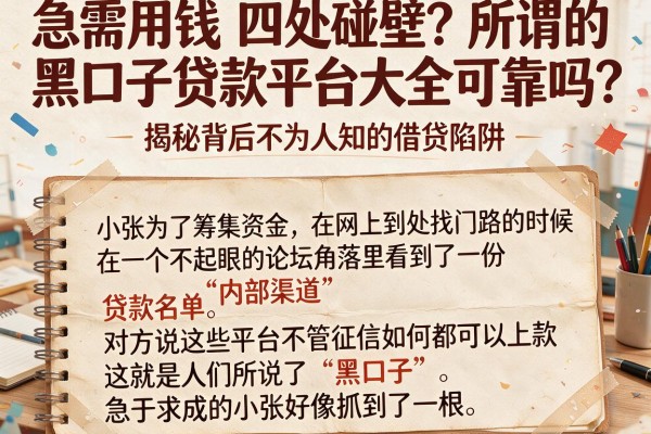 急需用钱四处碰壁？所谓的黑口子贷款平台大全可靠吗？揭秘背后不为人知的借贷陷阱