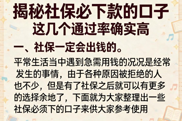 揭秘社保必下款的口子，这几个通过率确实高