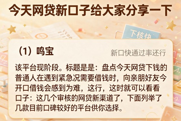 盘点今天网贷下钱的新口子：这几个审核快通过率还行