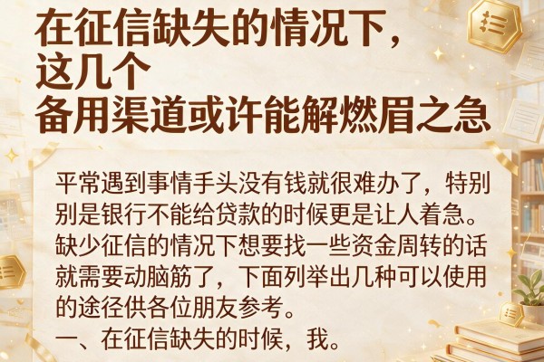 在征信缺失的情况下，这几个备用渠道或许能解燃眉之急
