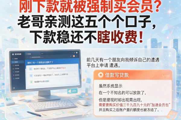 刚下款就被强制买会员？老哥亲测这五个口子，下款稳还不瞎收费！