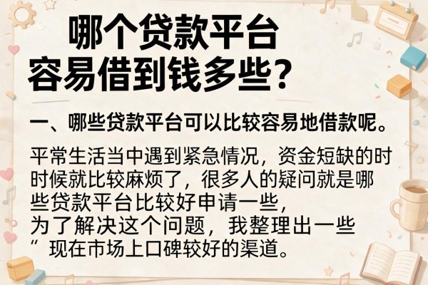 哪个贷款平台容易借到钱多些？实测这几个下款挺稳