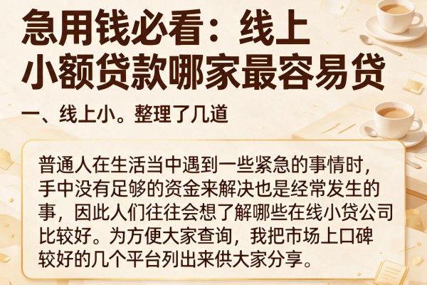 急用钱必看：线上小额贷款哪家最容易贷，整理了几个渠道