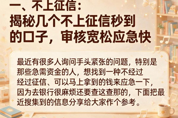 揭秘几个不上征信秒到的口子，审核宽松应急快