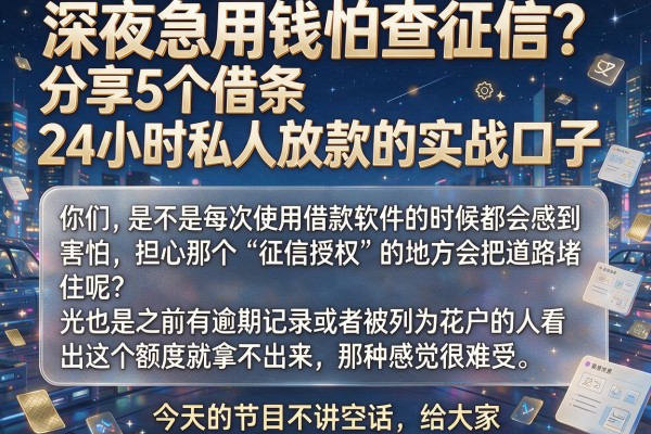 深夜急用钱怕查征信？分享5个借条24小时私人放款的实战口子